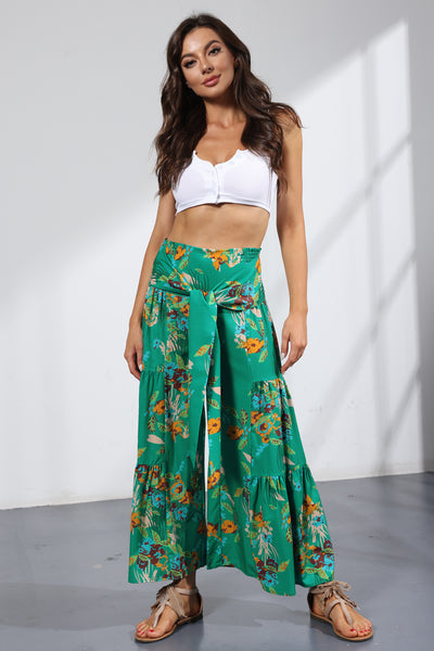 Printed Women's Loose Beach Wide Leg Pant Bindings