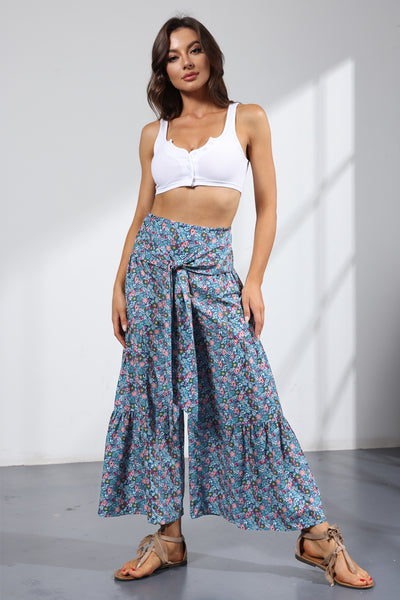 Printed Women's Loose Beach Wide Leg Pant Bindings