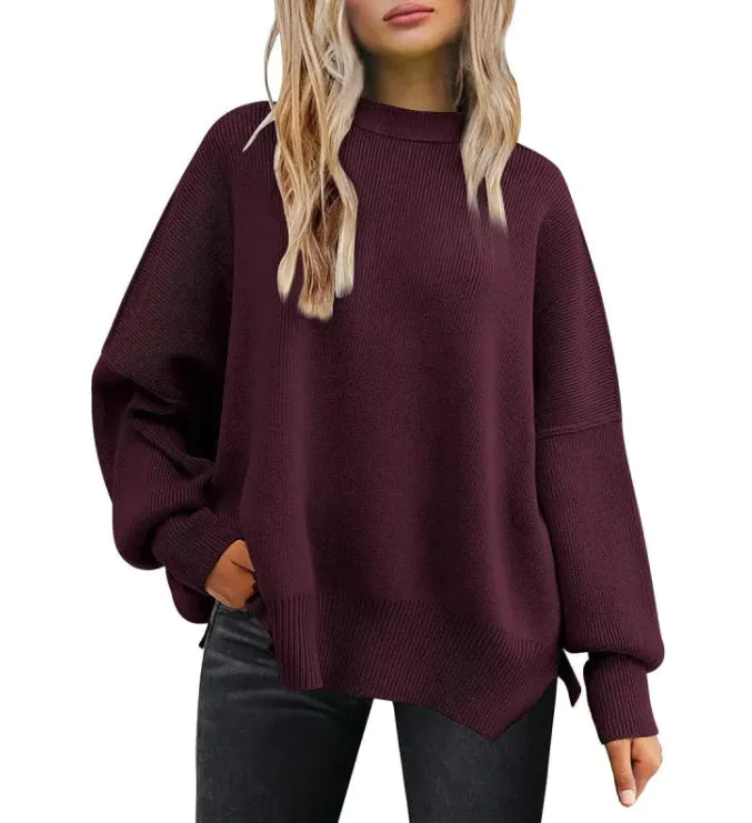 Chic Slit Knit Pullover - Women’s Essential