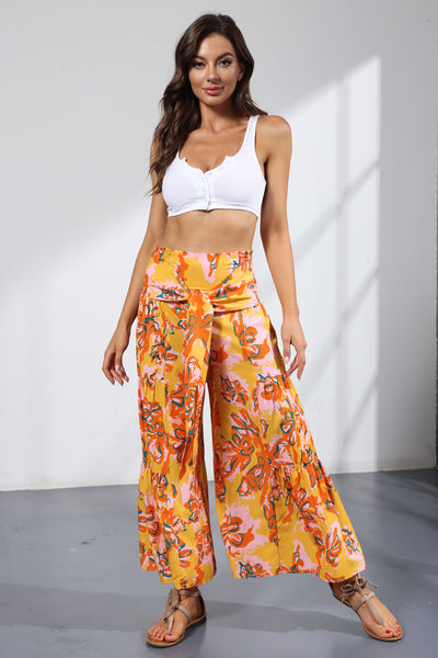 Printed Women's Loose Beach Wide Leg Pant Bindings