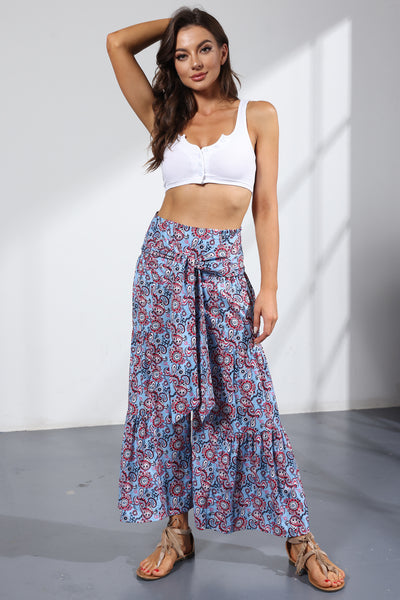 Printed Women's Loose Beach Wide Leg Pant Bindings