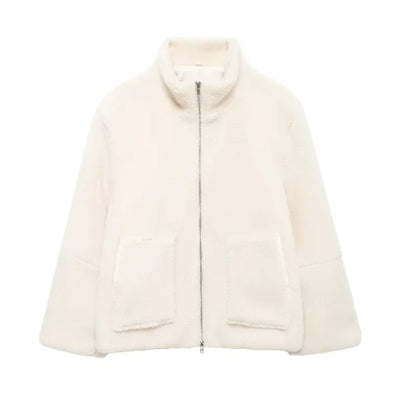 Chic Lamb Wool Zip-Up Jacket