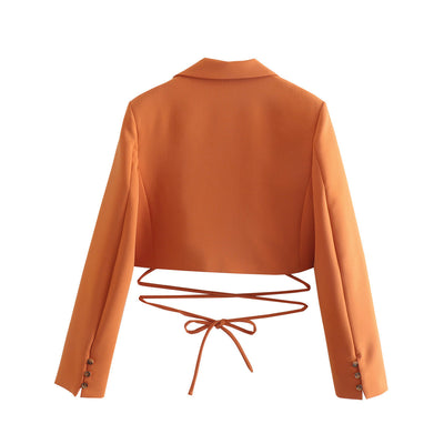 Women's Pullover Lapel Long Sleeve Suit Shorts Set