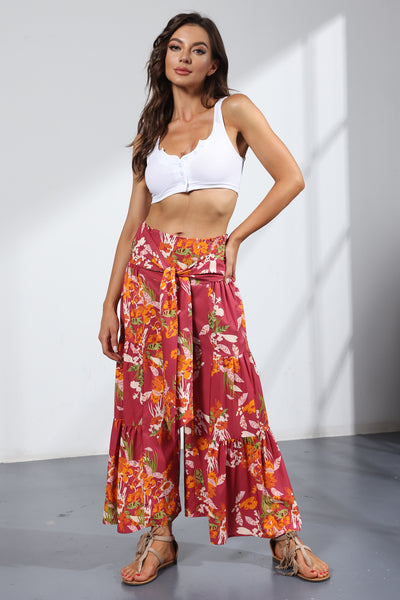 Printed Women's Loose Beach Wide Leg Pant Bindings