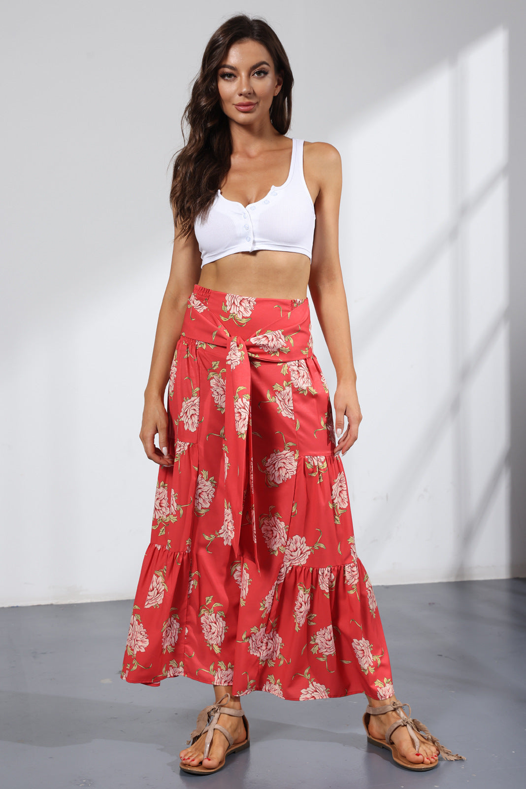Printed Women's Loose Beach Wide Leg Pant Bindings