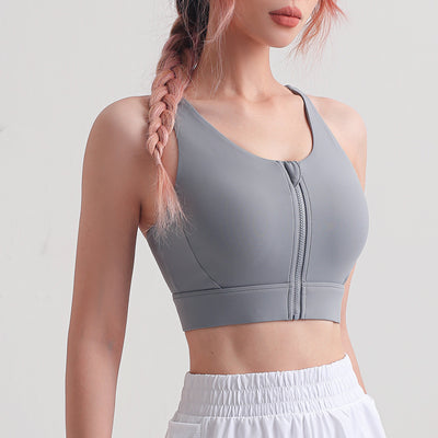 Women's Lined Zipper Yoga Bra