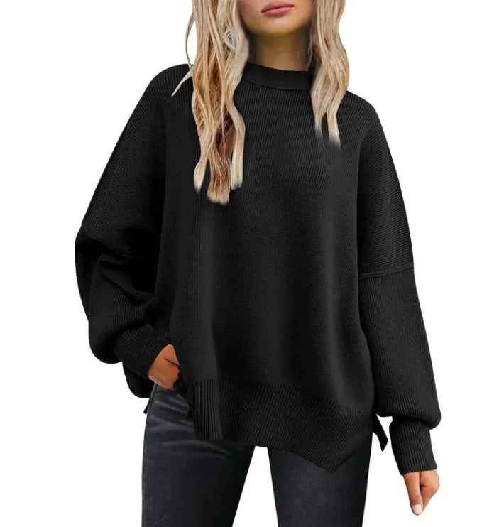 Chic Slit Knit Pullover - Women’s Essential