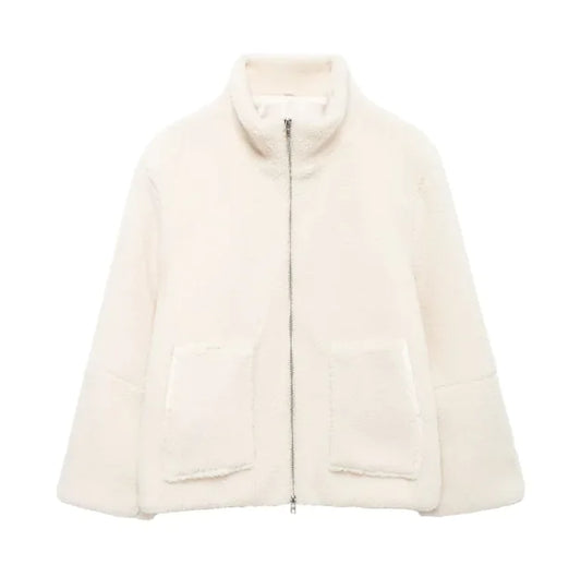 Chic Lamb Wool Zip-Up Jacket