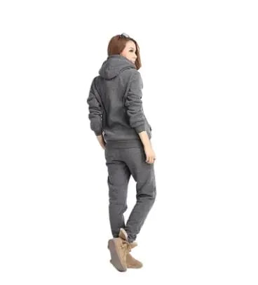 Ladies' Athletic Gear - Activewear Combo worn by a model in a stylish gray sports set from the back.