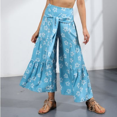 Printed Women's Loose Beach Wide Leg Pant Bindings