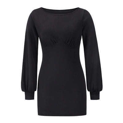 Knit Bottoming Long-sleeved Ribbed Sexy Slim Dress