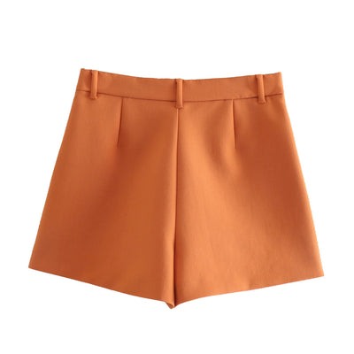 Women's Pullover Lapel Long Sleeve Suit Shorts Set