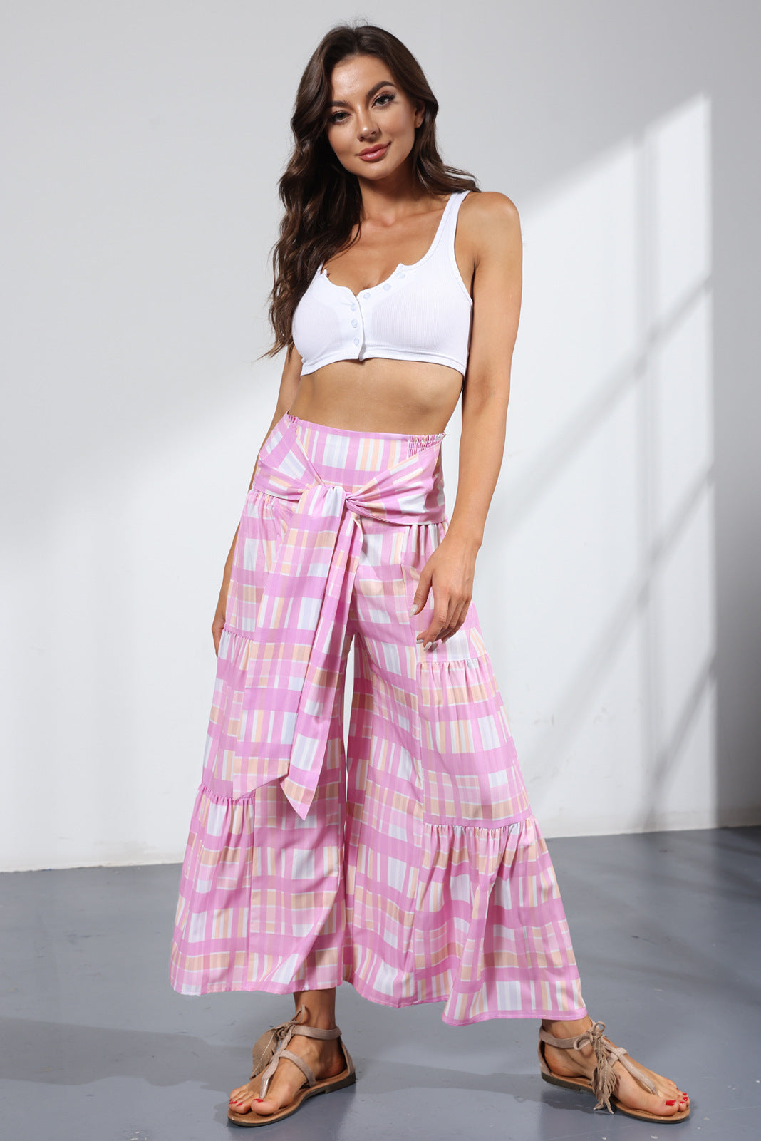 Printed Women's Loose Beach Wide Leg Pant Bindings