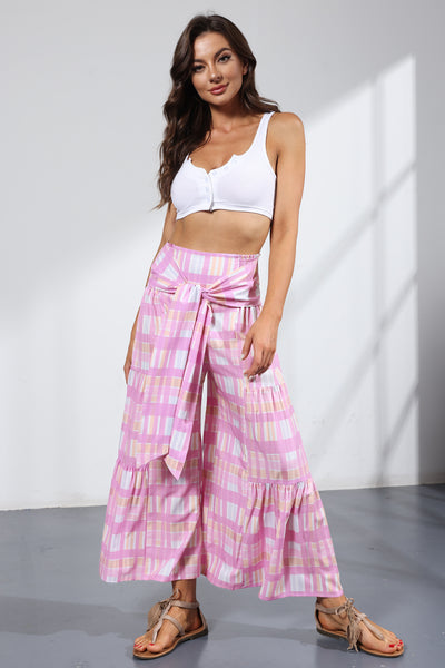 Printed Women's Loose Beach Wide Leg Pant Bindings