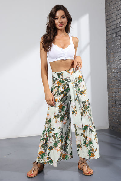 Printed Women's Loose Beach Wide Leg Pant Bindings