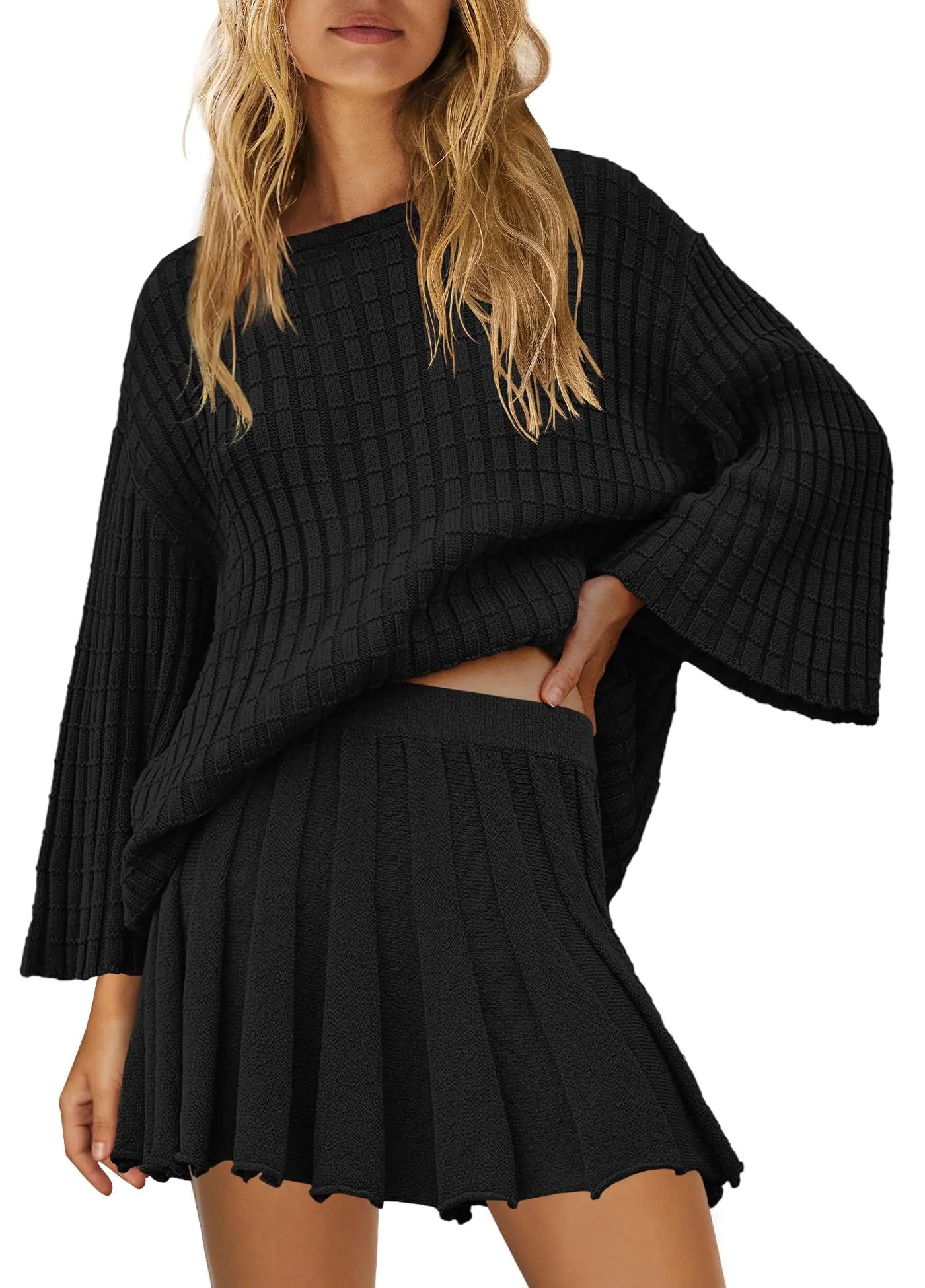 Yanekop Women's Comfy Lounge Sweater & Skirt Set