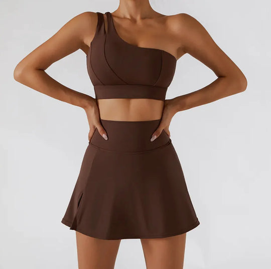 Ribbed One-Shoulder Yoga Activewear Set
