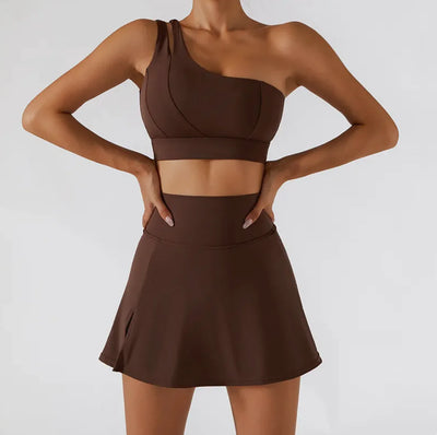 Ribbed One-Shoulder Yoga Activewear Set