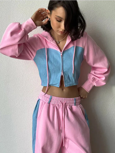 Chic Color Block Loungewear Set